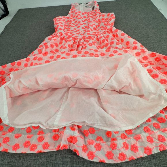 J. Crew Fit & Flare Dress Sleeveless Sz 0 Round Neck Neon Pink Orange Floral - Picture 9 of 14